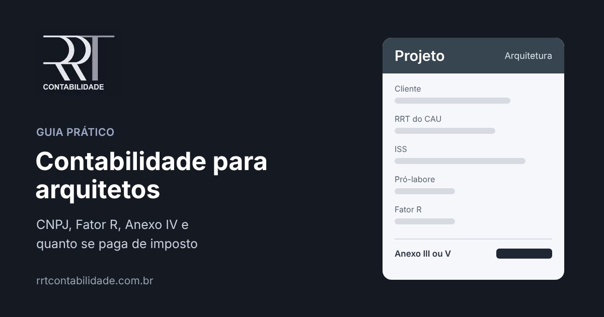 Contabilidade para arquitetos: CNPJ, Fator R e quanto se paga de imposto